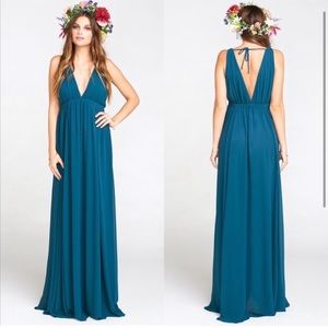 Show Me Your Mumu Ava Maxi Dress Deep Jade Chiffon